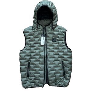 NWT North Sails Laser Vest Hooded Puffer Jacket XL Gray Water Resistant Full Zip